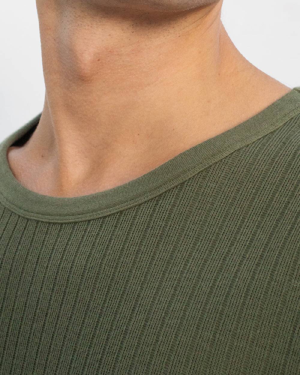 Rotholz Schweres Geripptes T-Shirt Bio Baumwolle - Grün Sonderangebot