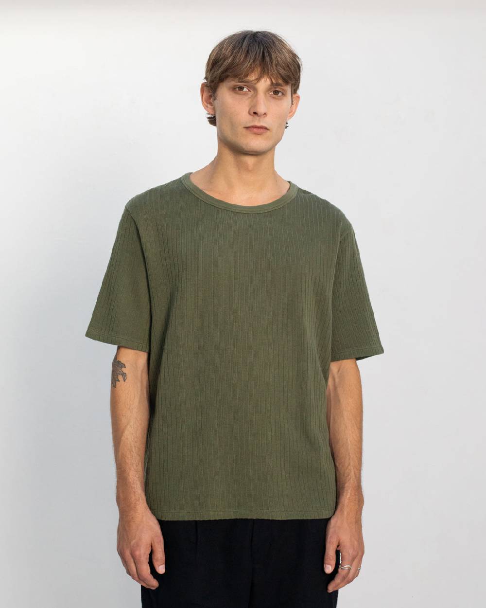 Rotholz Schweres Geripptes T-Shirt Bio Baumwolle - Grün Sonderangebot