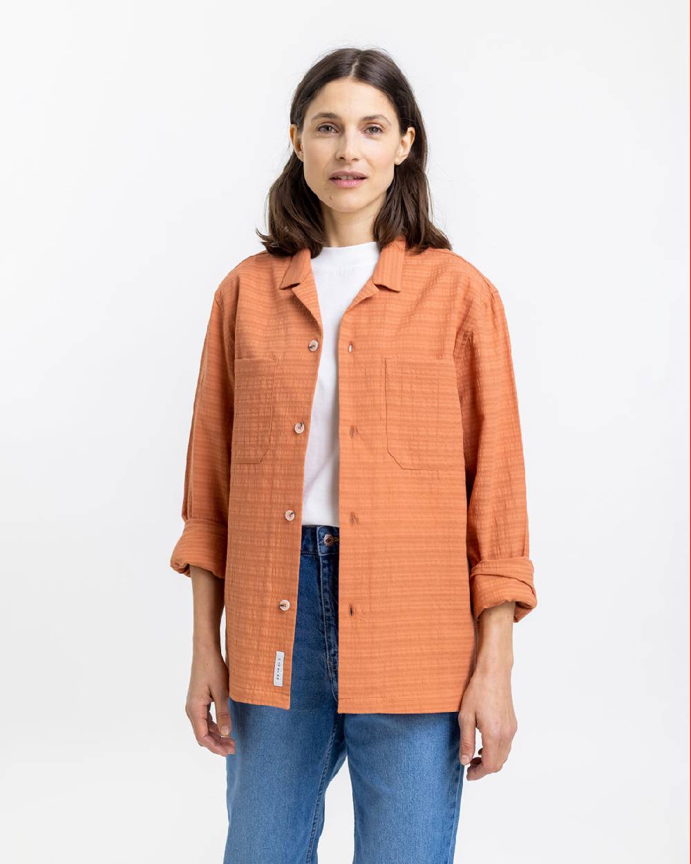 Rotholz Hemd aus Strukturierter Bio-Baumwolle Apricot Flash Sale