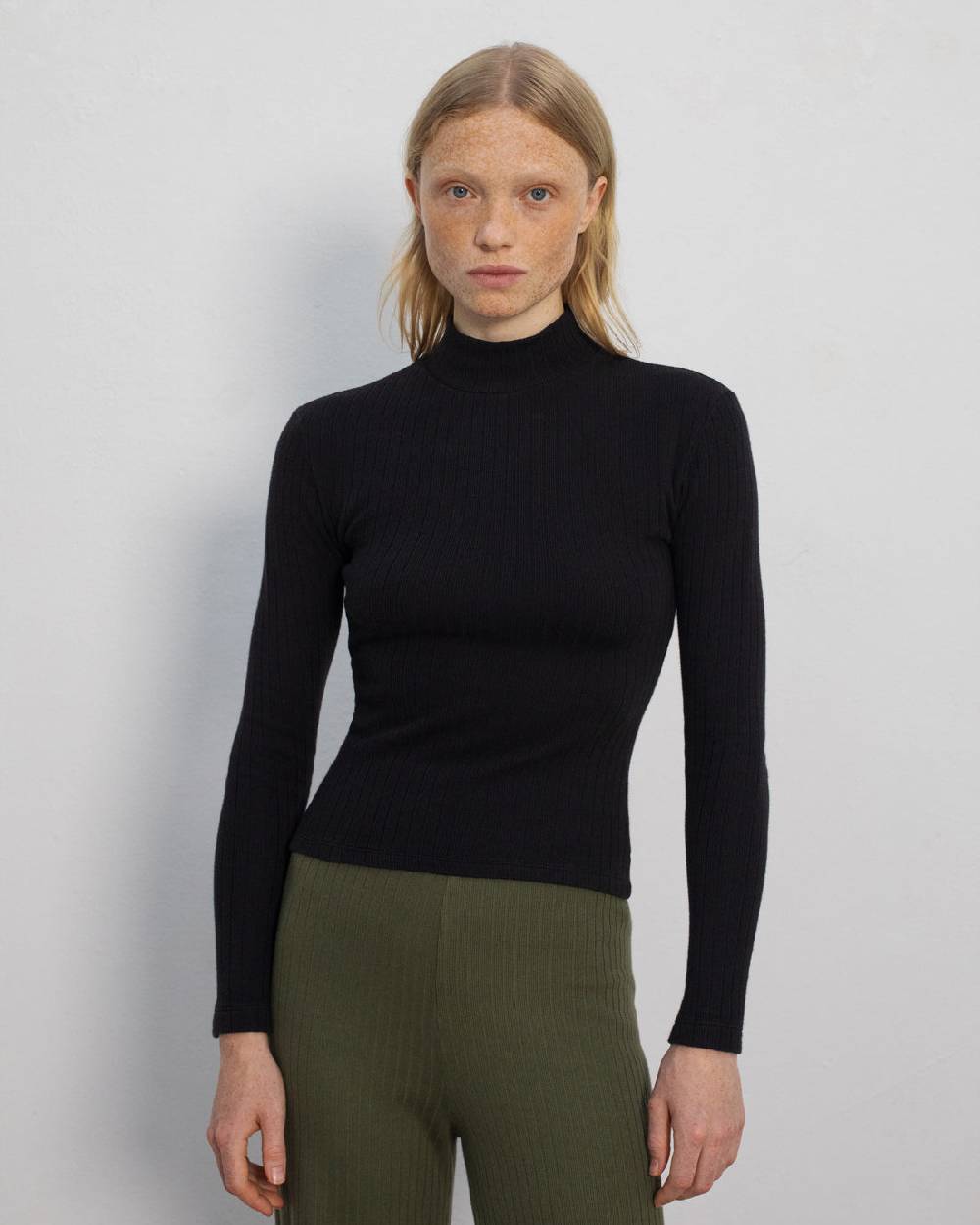 Rotholz Schweres Mockneck Longsleeve Bio Baumwolle - Schwarz Weihnachtsangebot