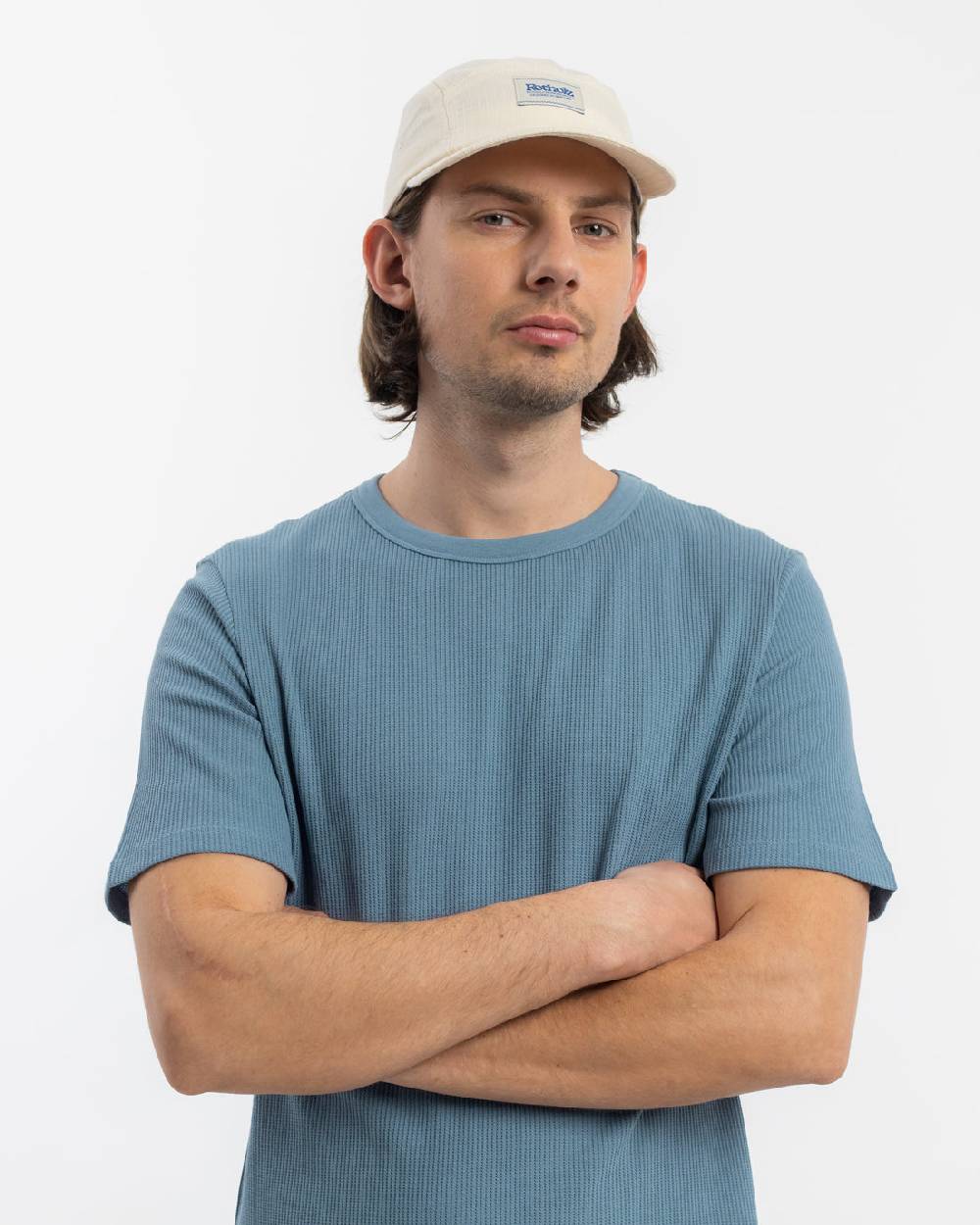 Rotholz Waffel T-Shirt Bio-Baumwolle - Blau Neueste Mode