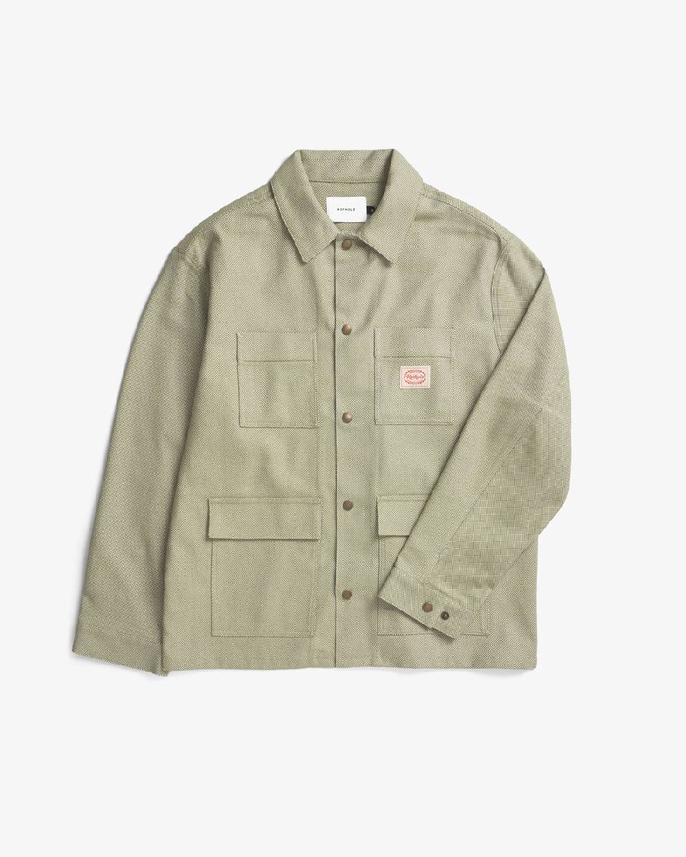 Rotholz Leichte Jacke aus Bio Canvas Grün Kariert Blitzangebot