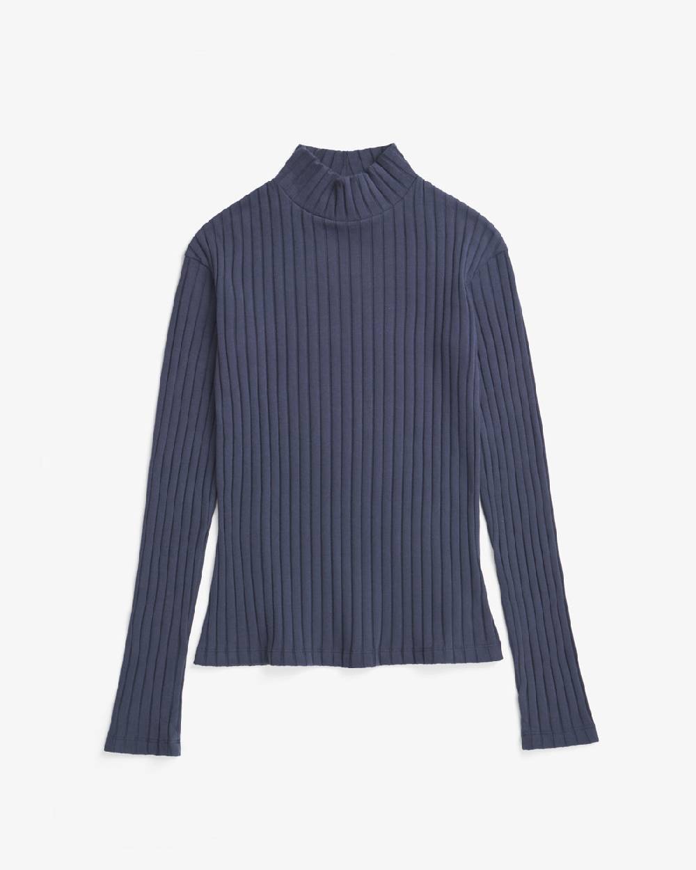 Rotholz Geripptes Longsleeve Bio Baumwolle - Dunkelblau Große Rabatte