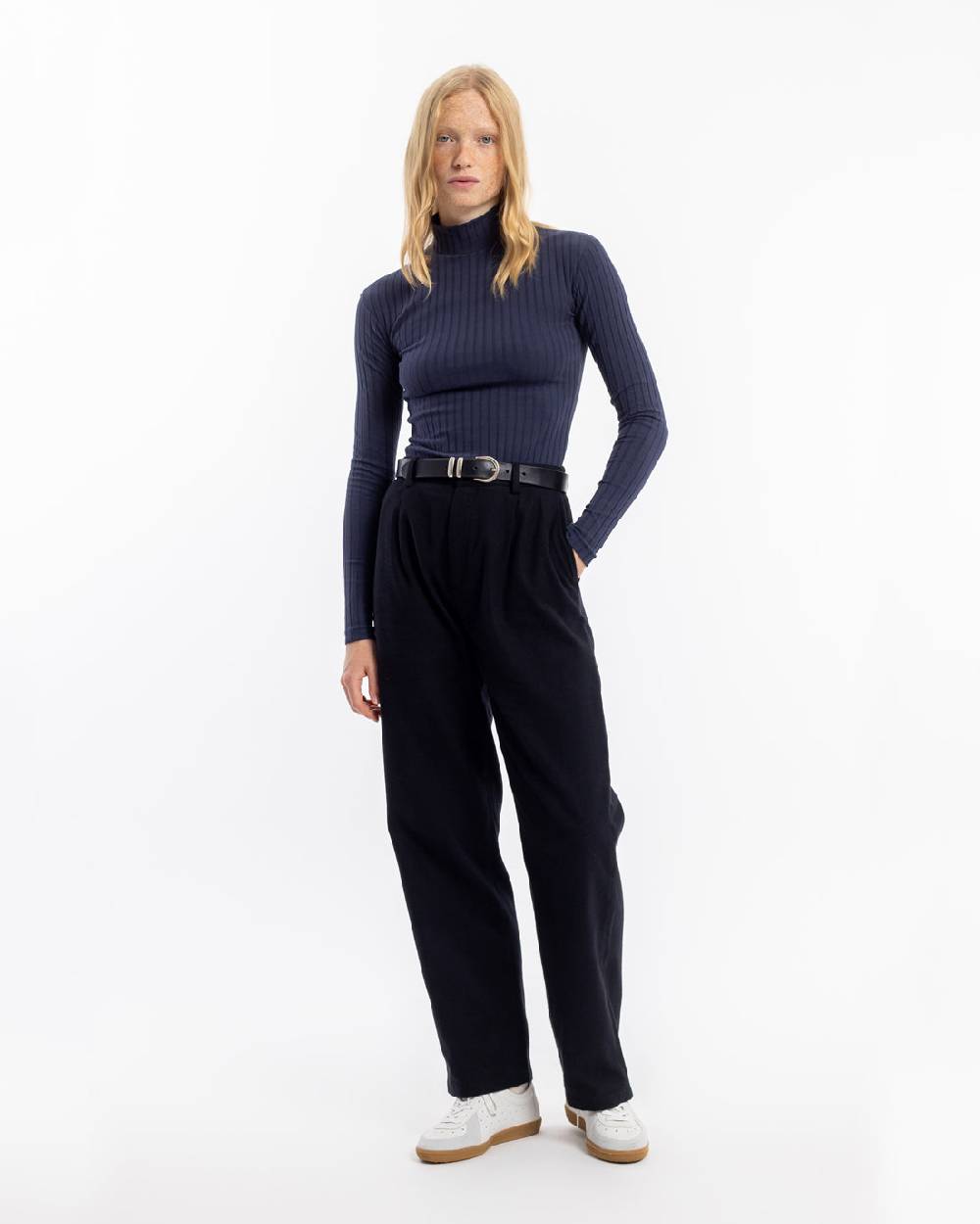 Rotholz Geripptes Longsleeve Bio Baumwolle - Dunkelblau Große Rabatte