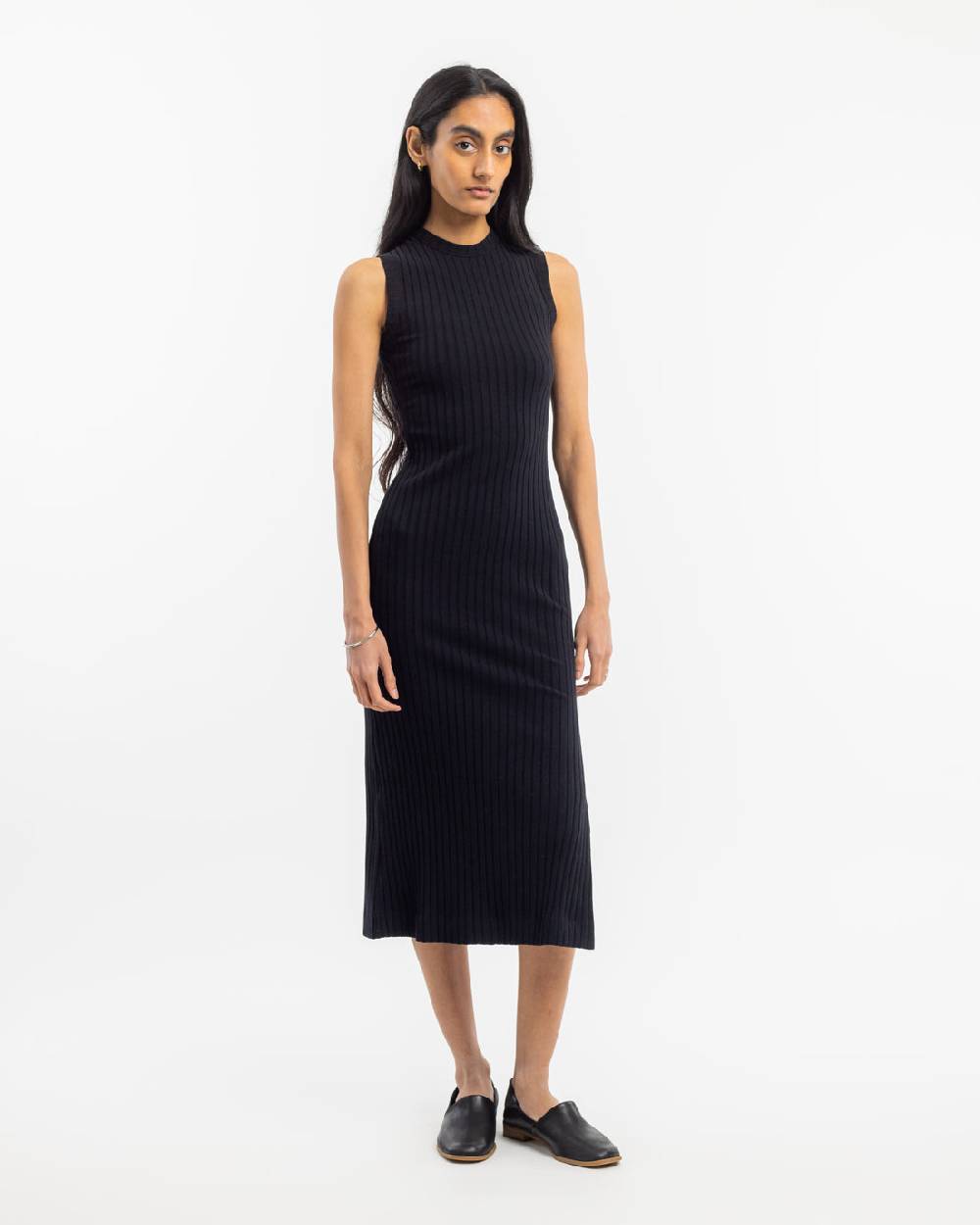 Rotholz Geripptes Kleid Bio Baumwolle - Schwarz Saisonale Angebote