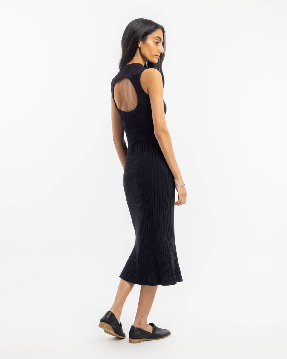 Rotholz Geripptes Kleid Bio Baumwolle - Schwarz Saisonale Angebote