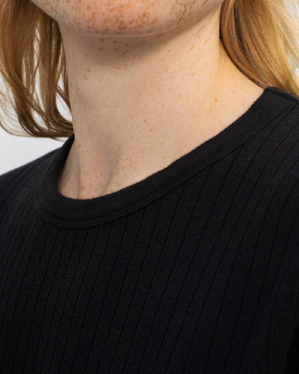 Rotholz Schweres Geripptes T-Shirt Bio Baumwolle - Schwarz Sonderangebot der Fabrik