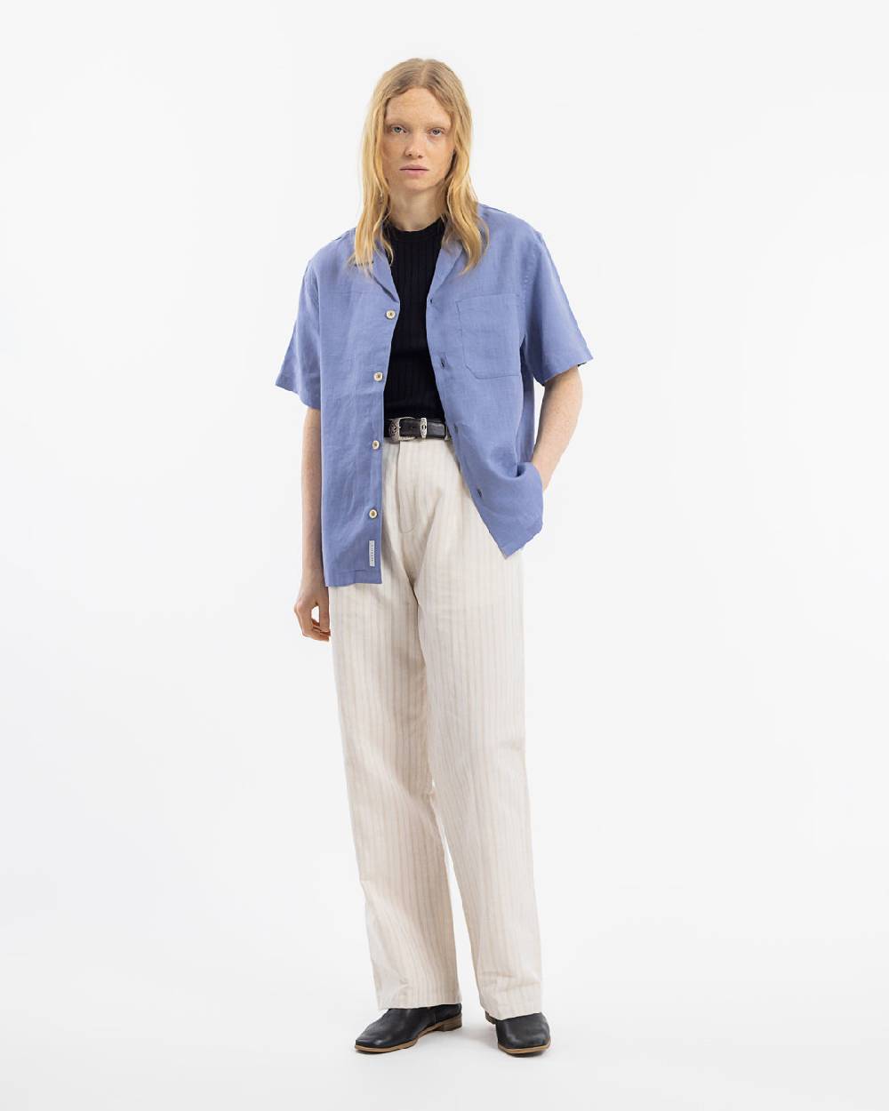 Rotholz Bowling Shirt Leinen Mix - Hellblau Fabrikladen