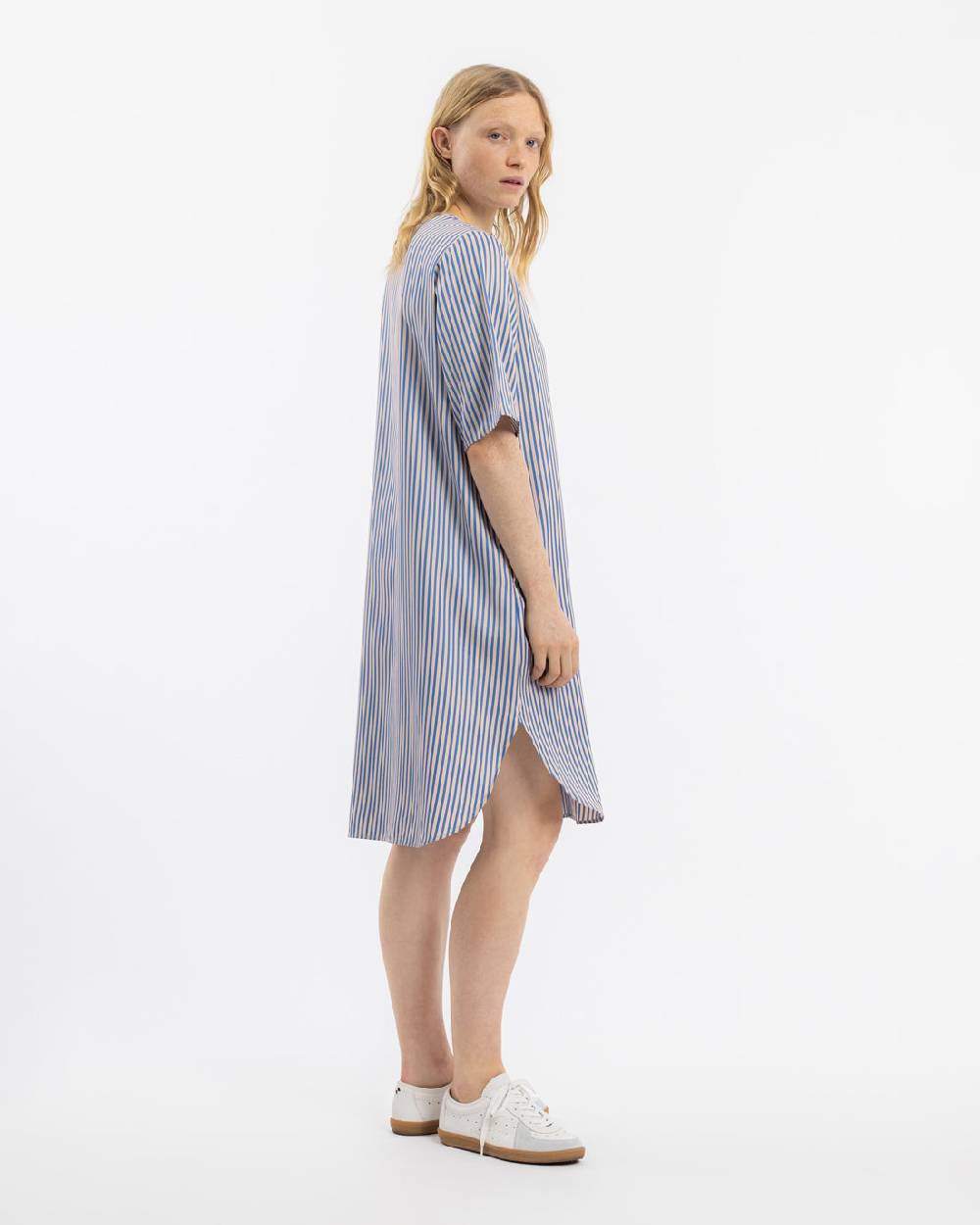 Rotholz Kaftan Kleid Lyocell - Blau Gestreift Black Friday Preise