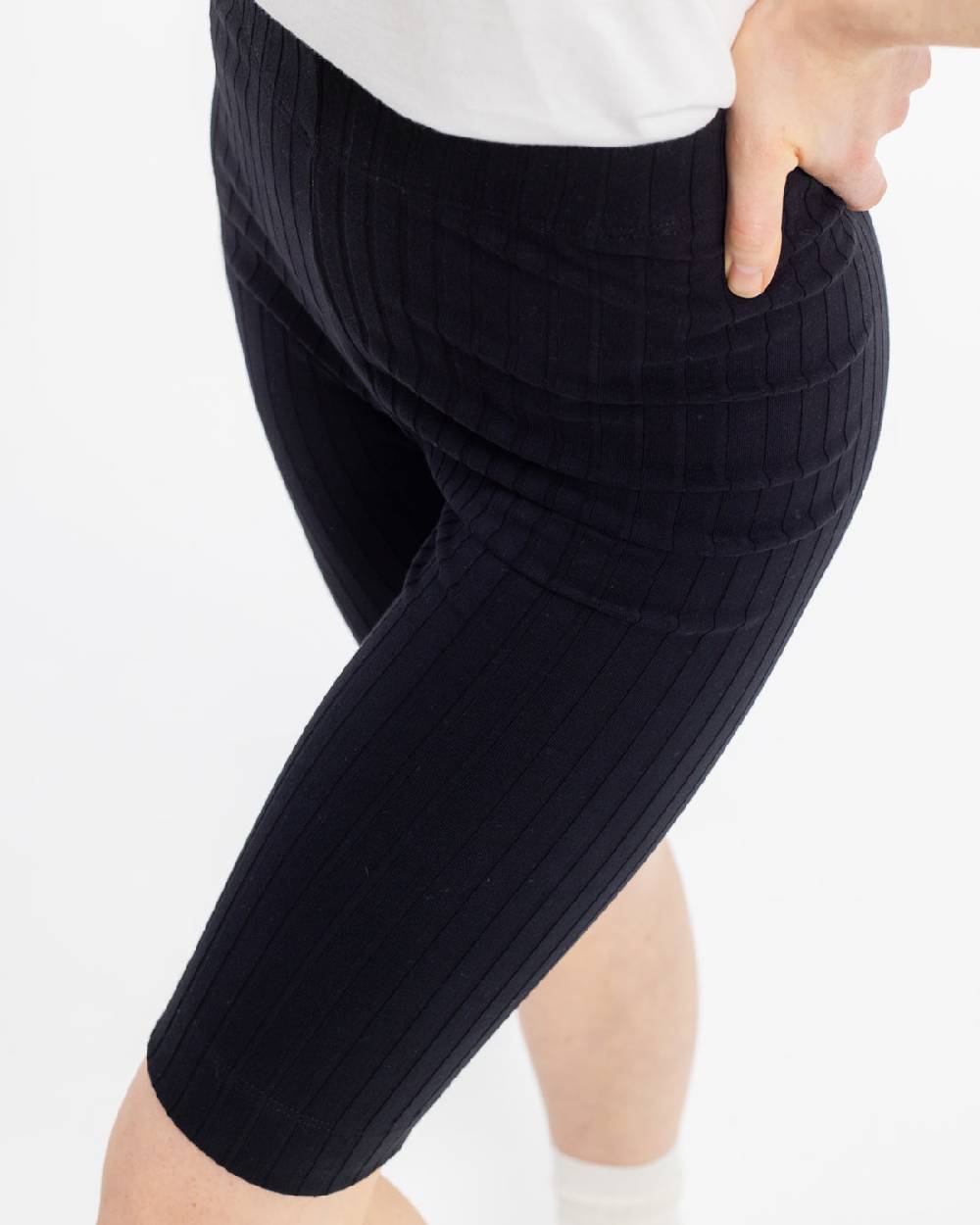 Rotholz Gerippte Biker Shorts Bio Baumwolle - Schwarz Outlet