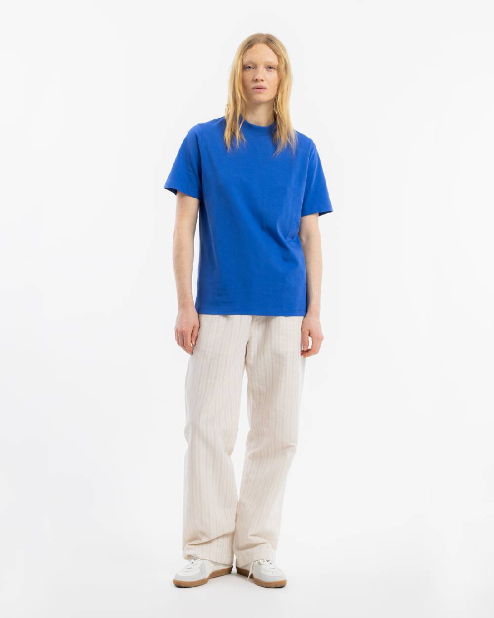 Rotholz T-Shirt mit breitem Kragen Bio Baumwolle - Blau Hotsell