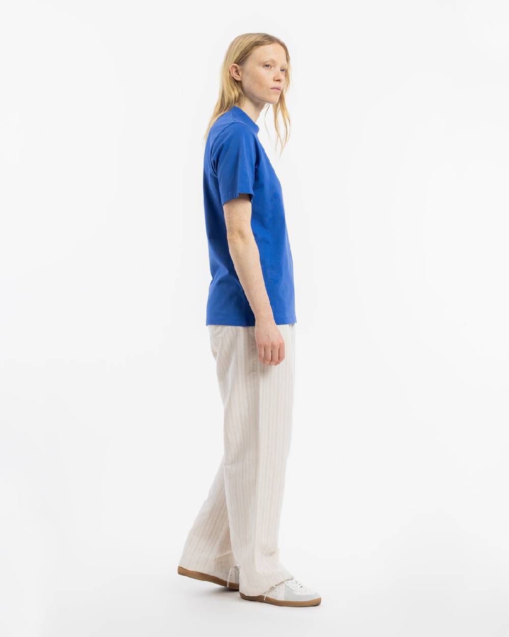 Rotholz T-Shirt mit breitem Kragen Bio Baumwolle - Blau Hotsell