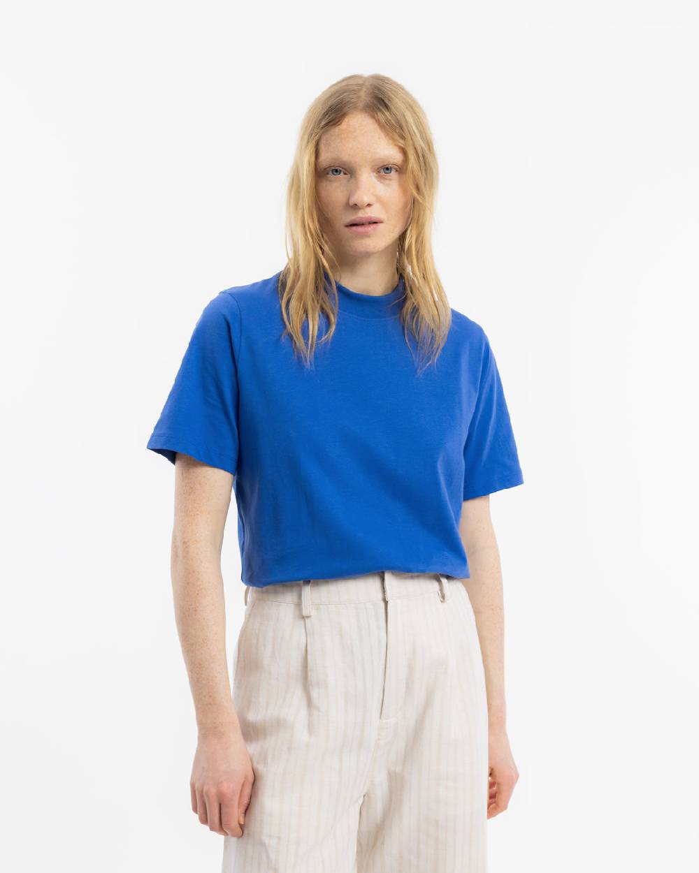 Rotholz T-Shirt mit breitem Kragen Bio Baumwolle - Blau Hotsell