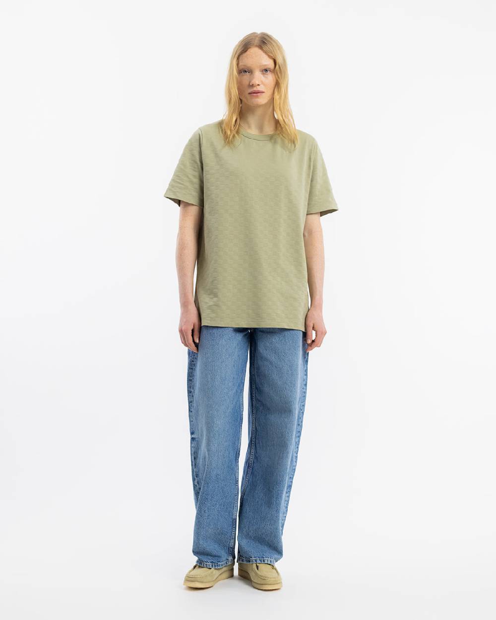 Rotholz Strukturiertes T-Shirt Bio Baumwolle - Grün Begrenztes Angebot