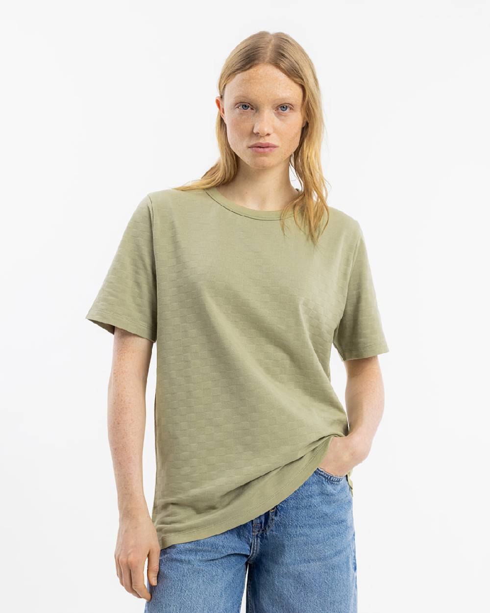 Rotholz Strukturiertes T-Shirt Bio Baumwolle - Grün Begrenztes Angebot