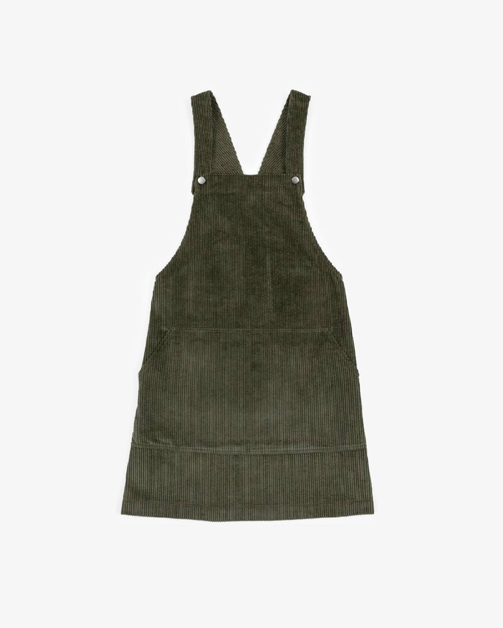 Rotholz Latzkleid aus Bio Cord Oliv Osterangebot