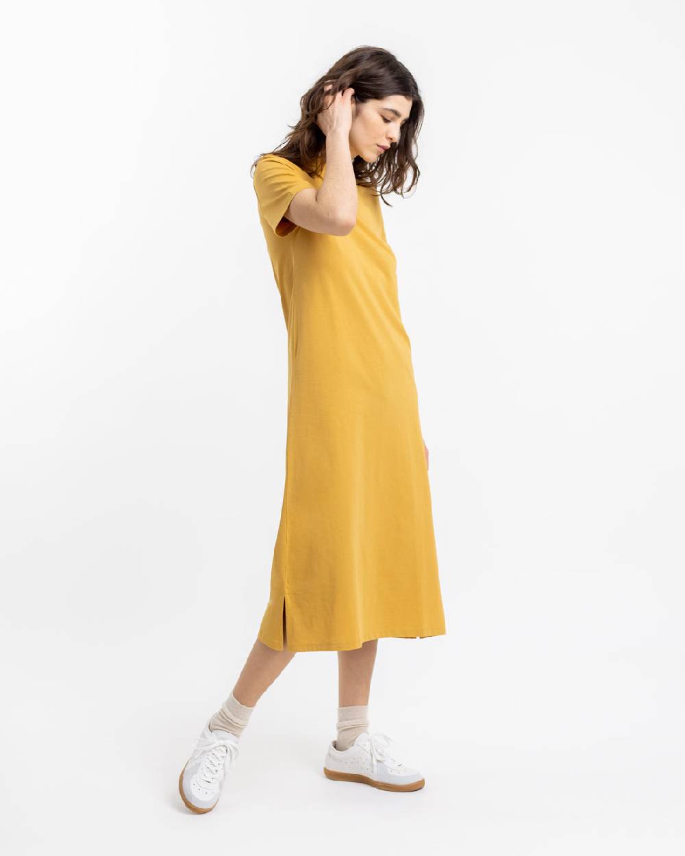 Rotholz T-Shirt Kleid aus Bio-Baumwolle Senfgelb Jubiläumsangebot