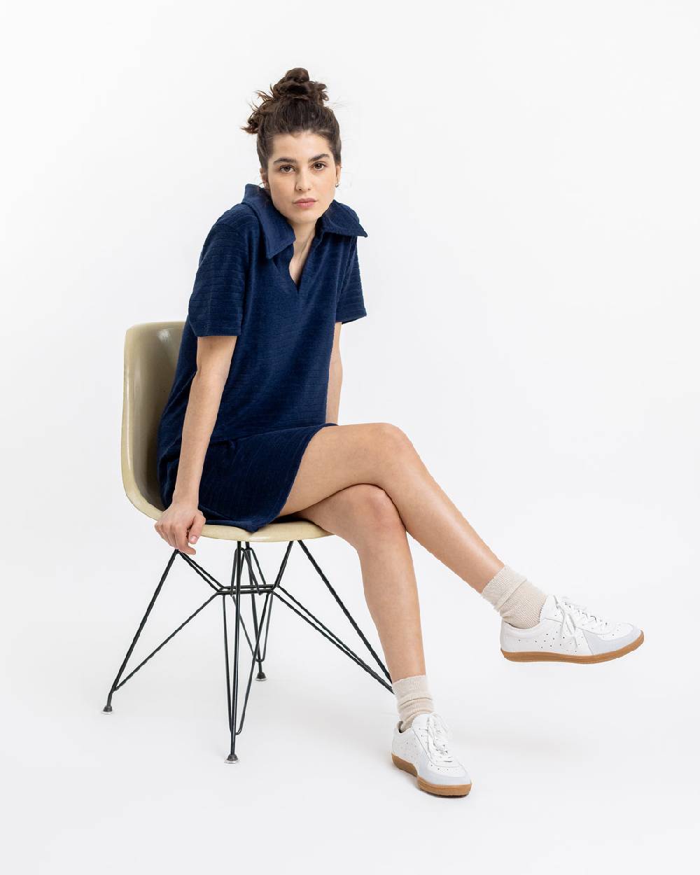 Rotholz Polo Kleid aus Bio Frottee Blau Lagerräumung