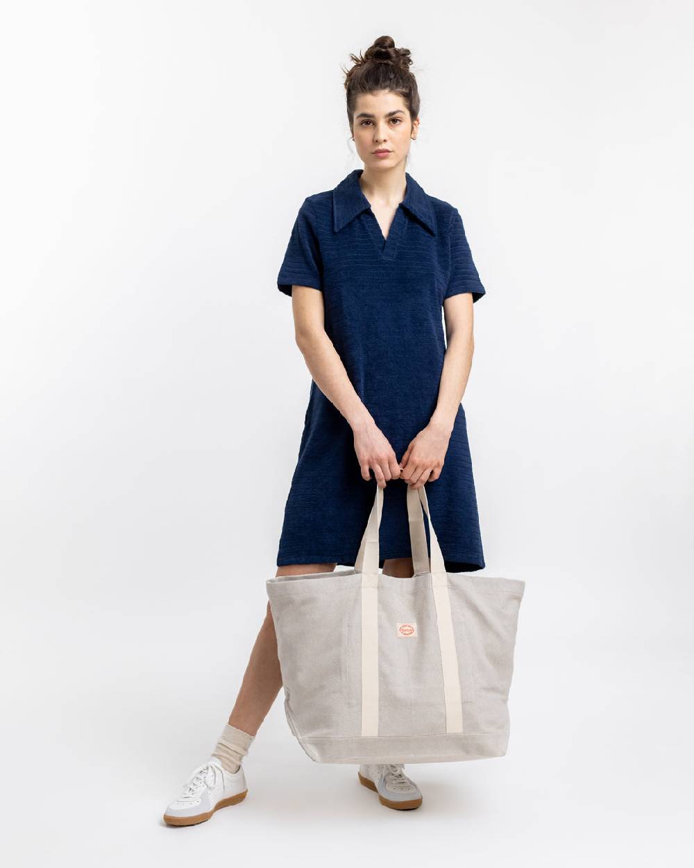Rotholz Polo Kleid aus Bio Frottee Blau Lagerräumung