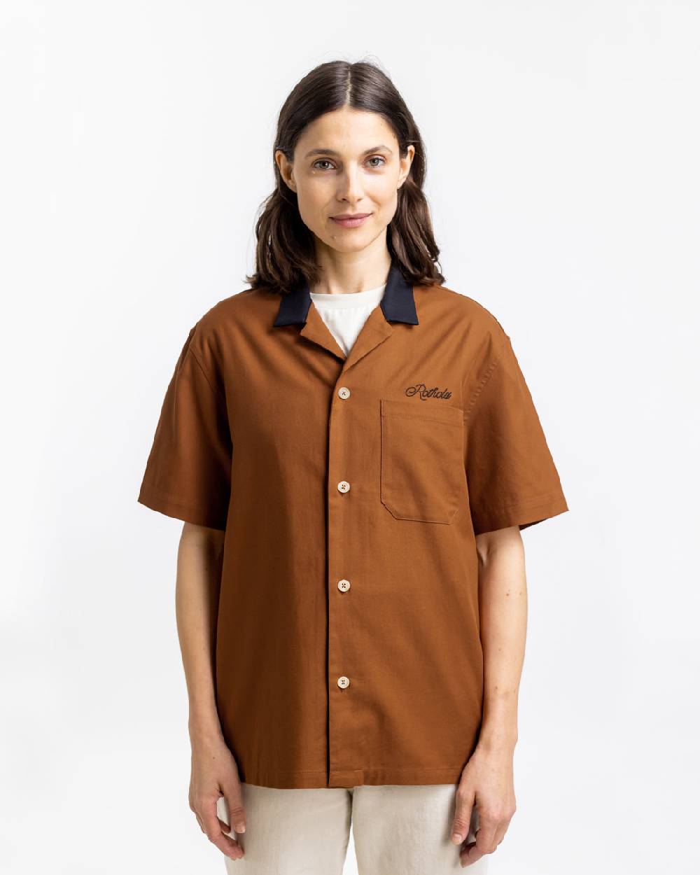 Rotholz Bowling Hemd mit Kontrastkragen Terracotta Exklusive Angebote