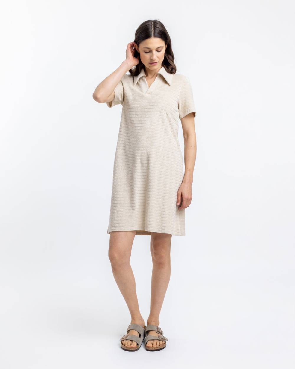 Rotholz Polo Kleid aus Bio Frottee Creme Blitzangebot