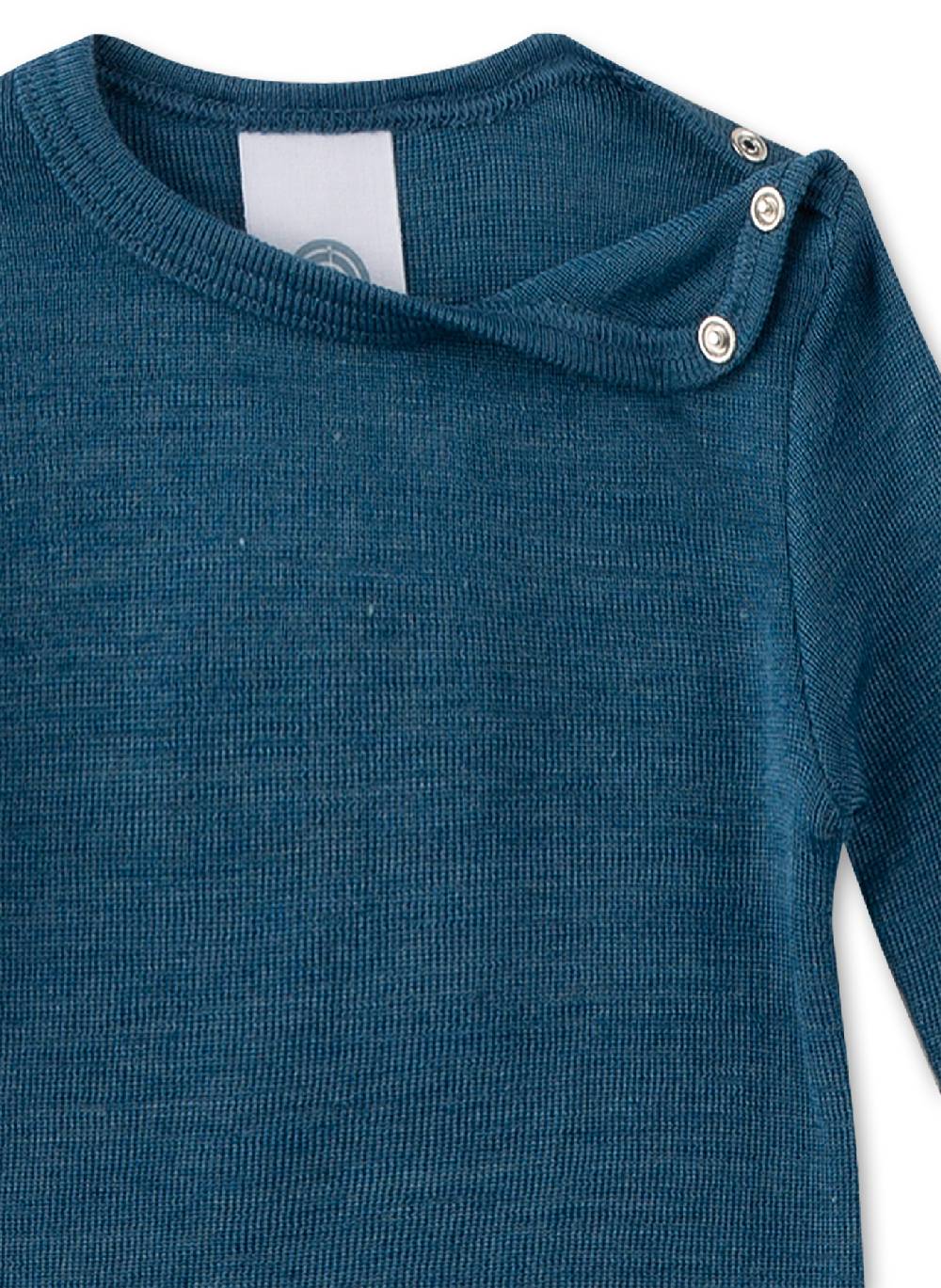 Sanetta Body langarm Blau aus Merinowolle & Seide Großer Ausverkauf