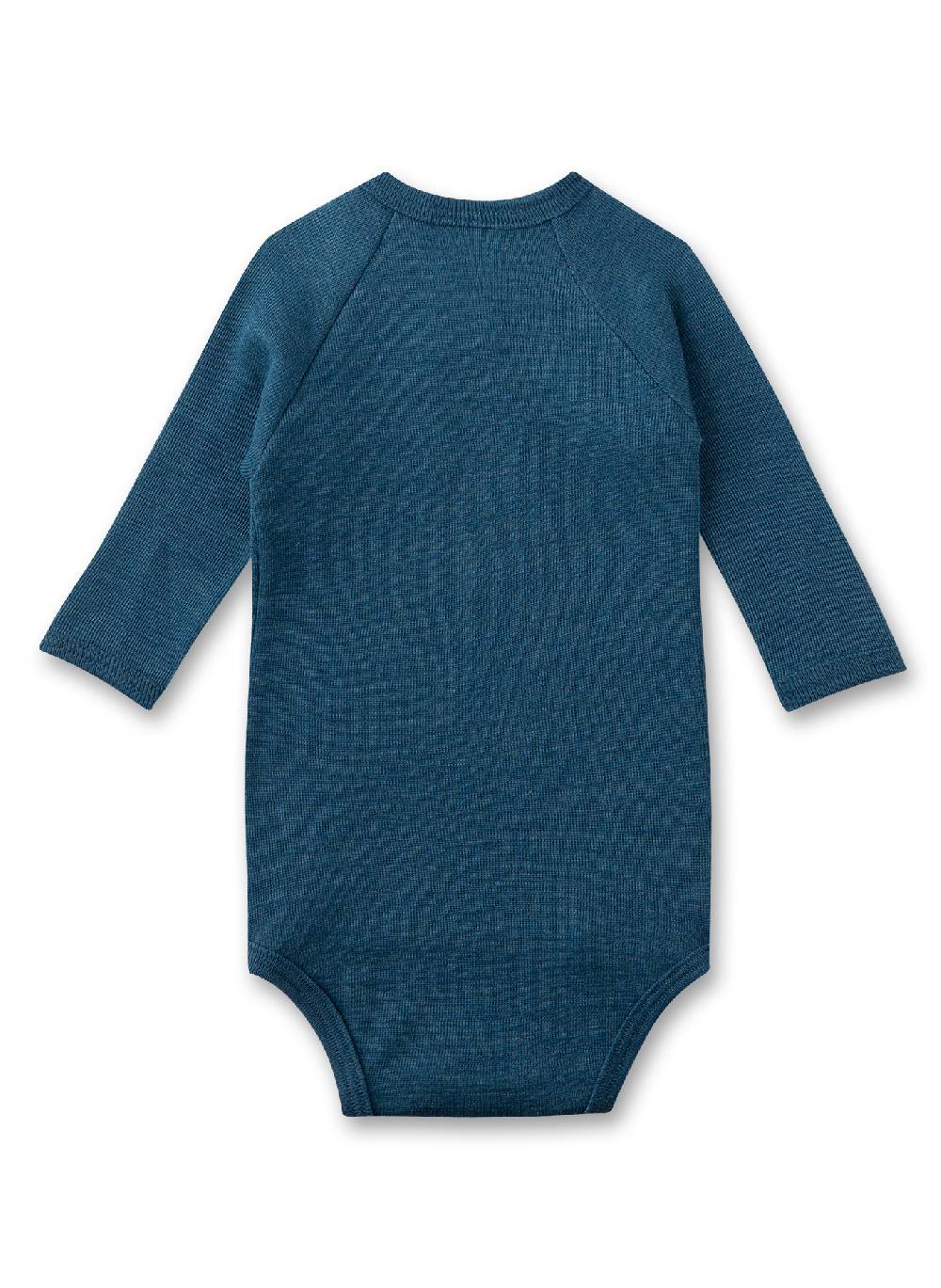 Sanetta Wickelbody langarm Blau aus Merinowolle & Seide Exklusivangebot