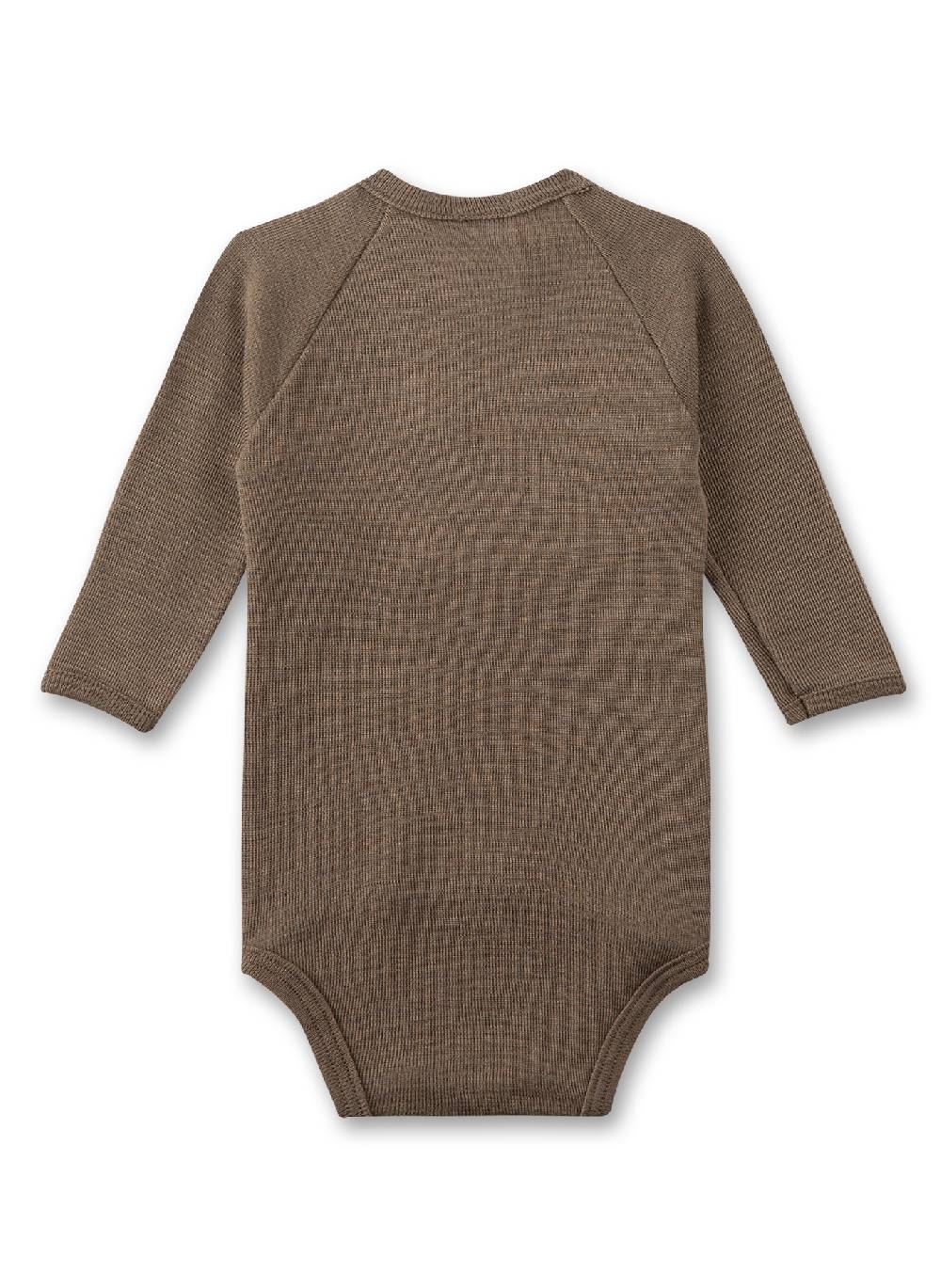 Sanetta Wickelbody langarm Beige aus Merino-Wolle & Seide Preisnachlass