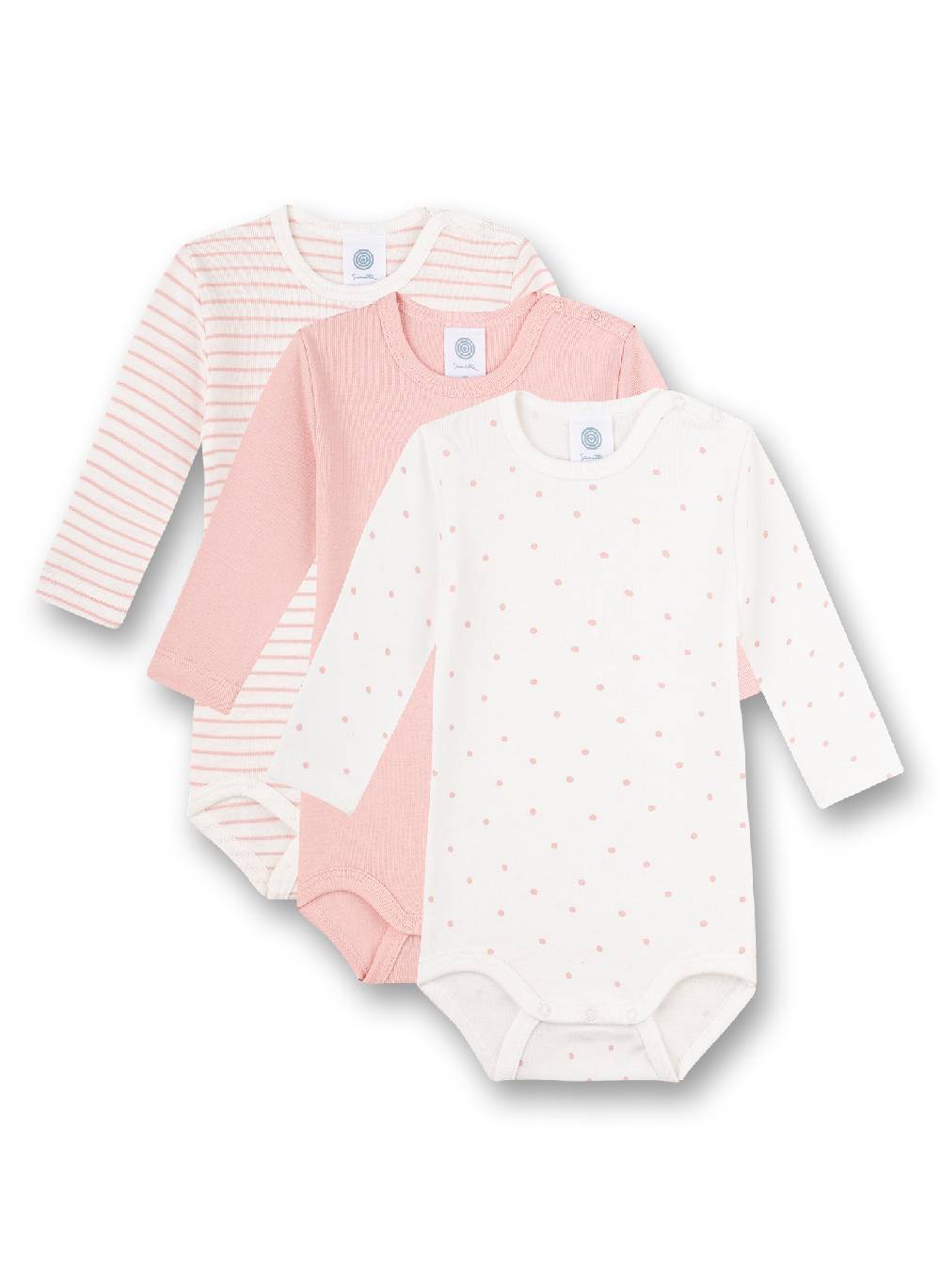 Sanetta Body langarm (Dreierpack) Rosa Ringel Rosa und Weiß Lagerräumung