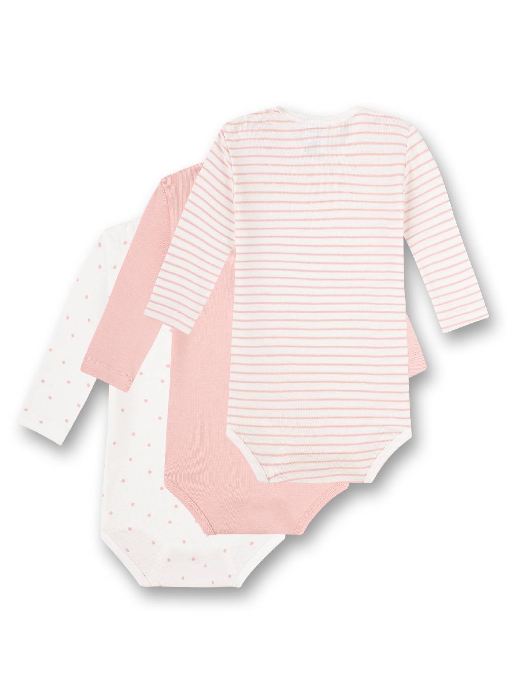 Sanetta Body langarm (Dreierpack) Rosa Ringel Rosa und Weiß Lagerräumung