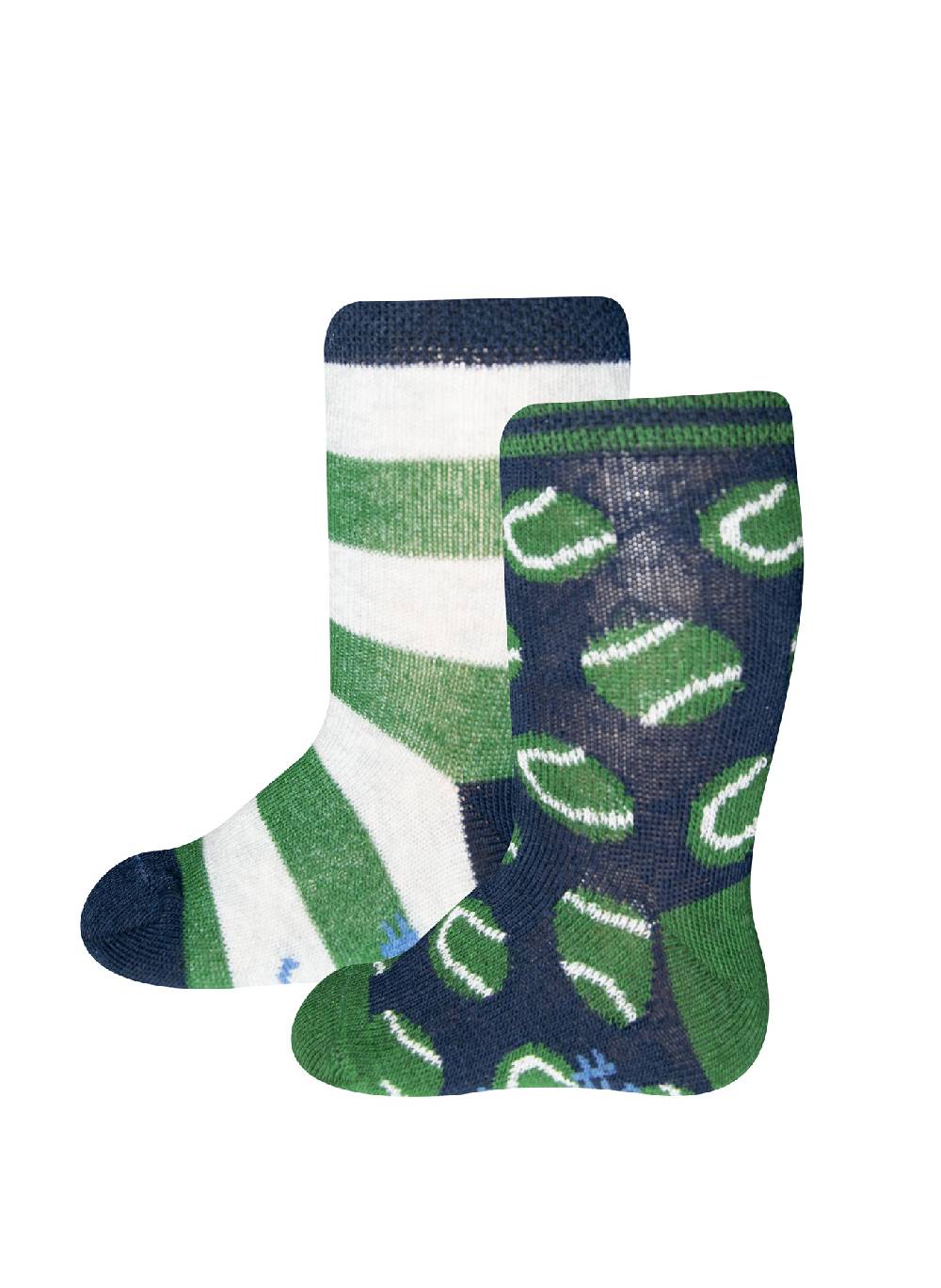 Sanetta Jungen-Socken (Doppelpack) Dunkelblau und Grün-geringelt Black Friday Preise