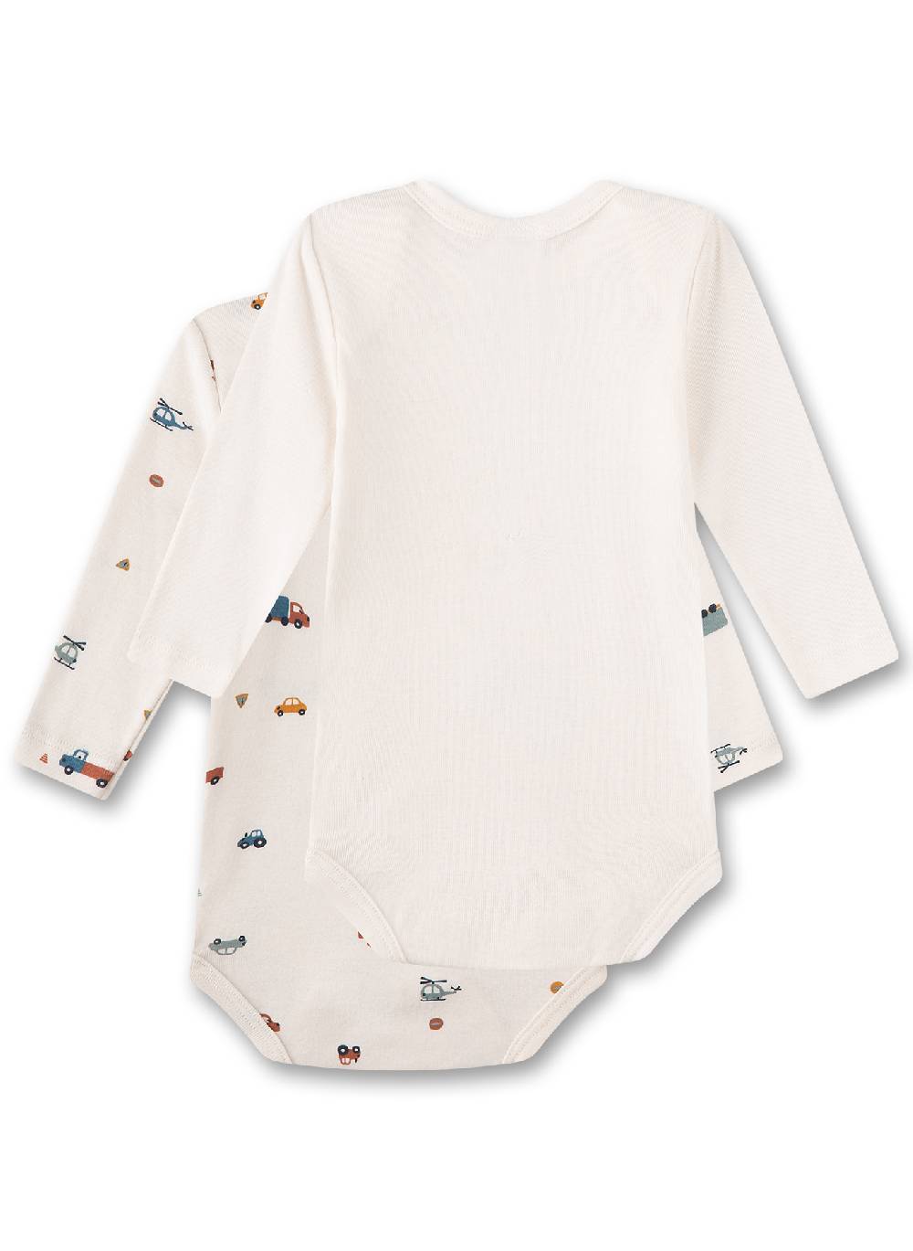 Sanetta Baby-Body langarm (Doppelpack) Beige mit Fahrzeugen ununifarben Beige Kostenlose Rückgabe