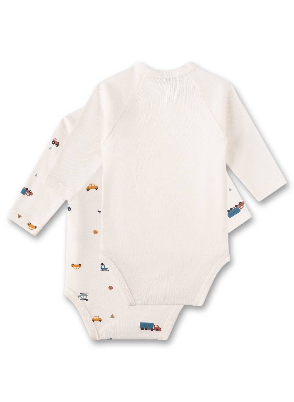 Sanetta Wickelbody langarm (Doppelpack) Beige und Beige mit Fahrzeugen Letzte 3 Tage
