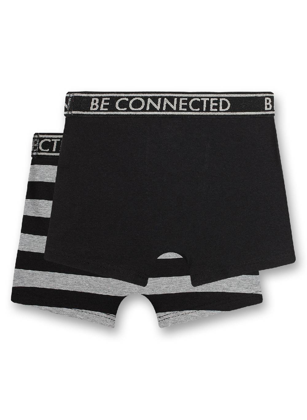 Sanetta Jungen-Shorts (Doppelpack) Graumelange Ringel und Schwarz Fabrikverkauf