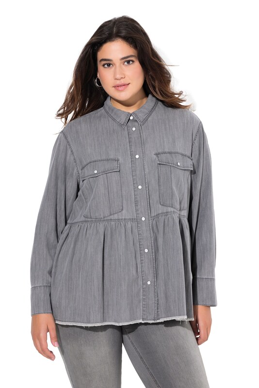 Ulla Popken Ulla Popken Bluse in Grey Denim Kauf eins, bekomm eins gratis