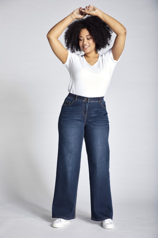 Ulla Popken Ulla Popken Wide Leg Jeans in Dunkelblau Riesige Ersparnisse