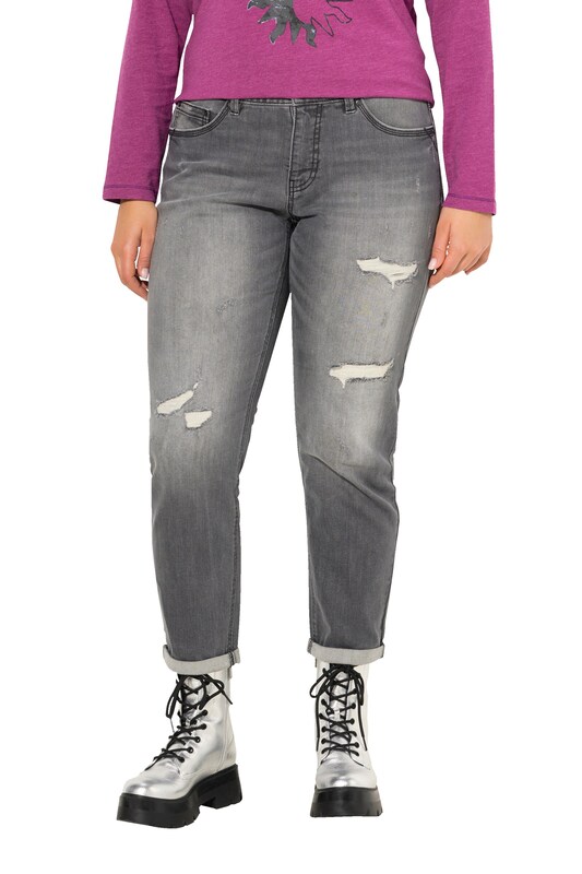 Ulla Popken Ulla Popken Wide Leg Jeans in Grau Sonderangebot der Fabrik