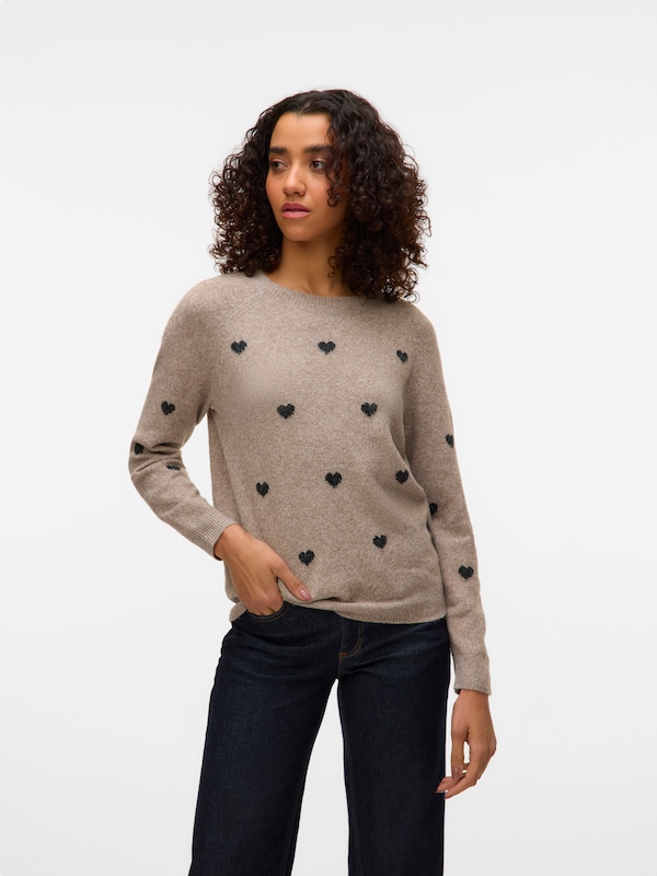VERO MODA VERO MODA Pullover 'VMDOFFY INTARSIA' in Taupe Heißer Verkauf