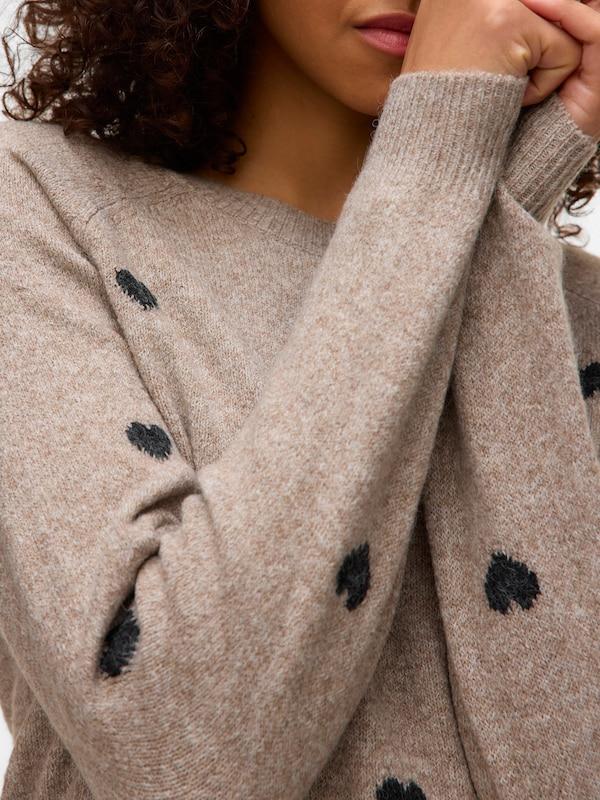 VERO MODA VERO MODA Pullover 'VMDOFFY INTARSIA' in Taupe Heißer Verkauf