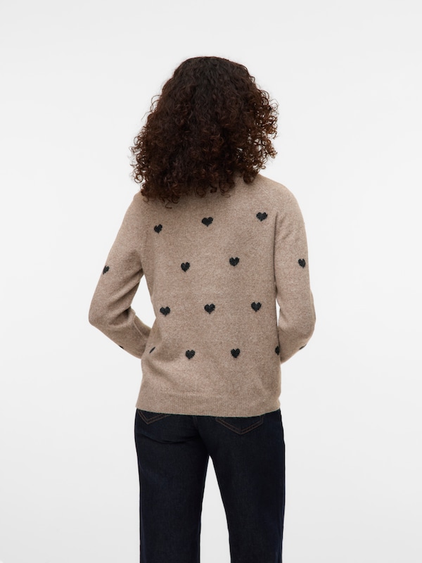 VERO MODA VERO MODA Pullover 'VMDOFFY INTARSIA' in Taupe Heißer Verkauf