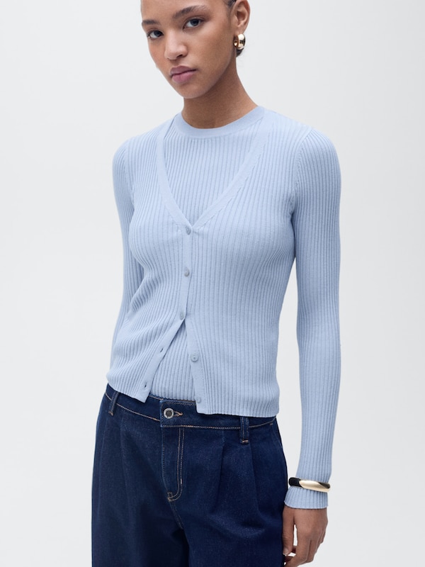 MANGO MANGO Strickjacke 'BUGAMBI' in Hellblau Super Sparpreis