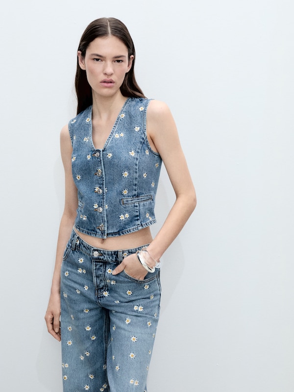 MANGO MANGO Weste 'MASSY' in Blue Denim Neueste Stile