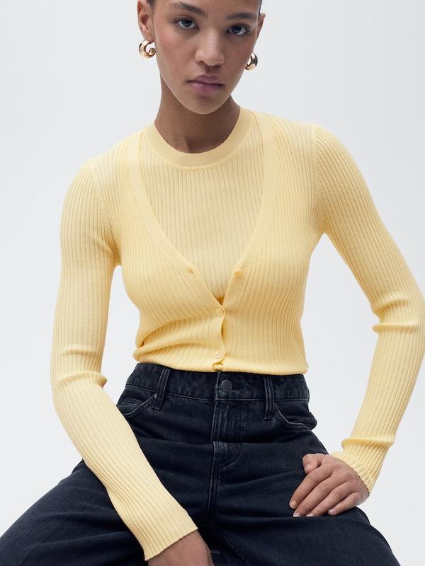 MANGO MANGO Strickjacke 'BUGAMBI' in Gelb Zeitbegrenzte Promotion