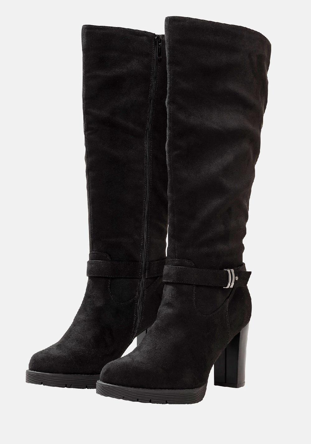 sheego Weitschaftstiefel in Velourslederoptik mit Schnallenband Bestseller