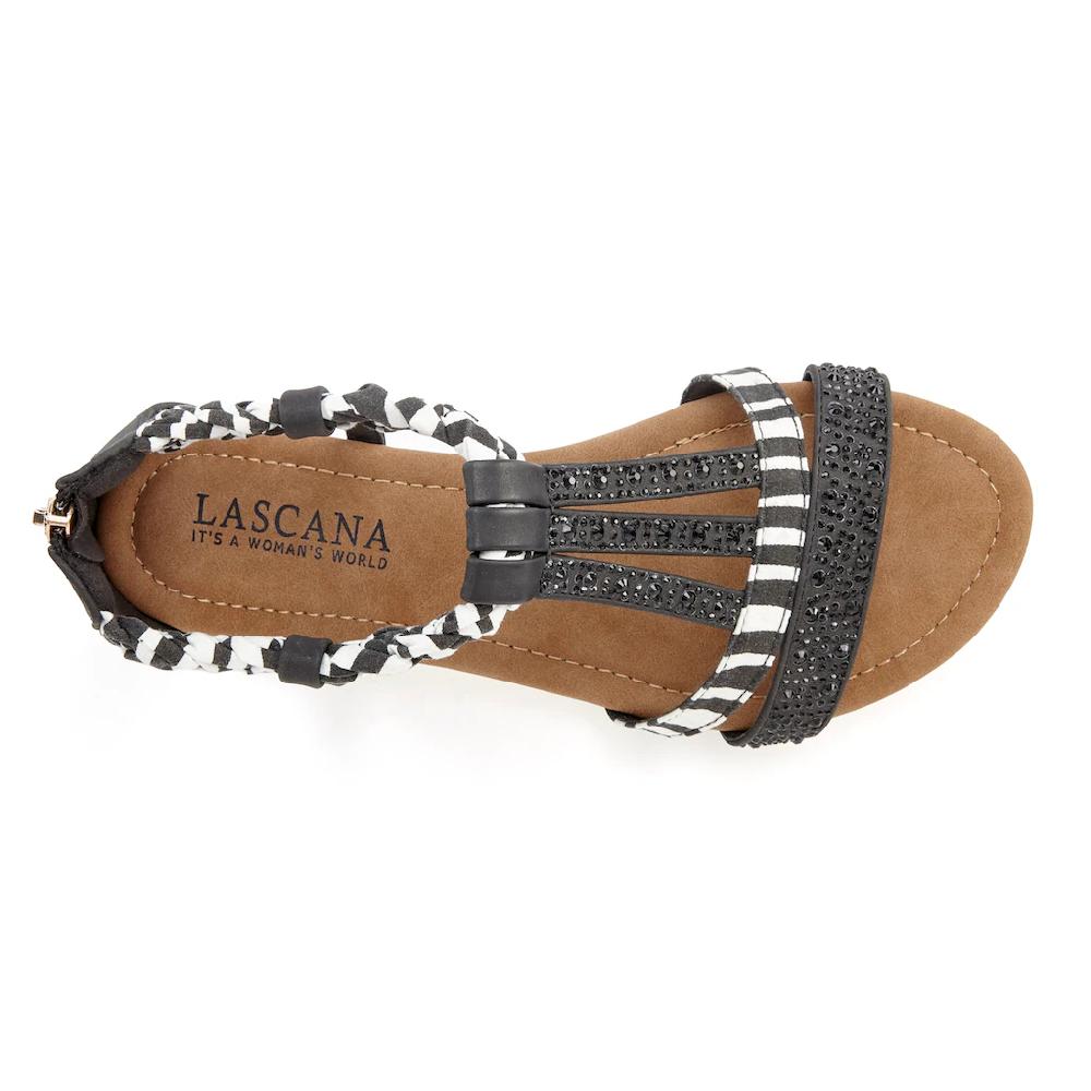 LASCANA Sandale Sandalette Sommerschuh mit Verzierung und kleinem Keilabsatz VEGAN Zeitlich begrenztes Angebot