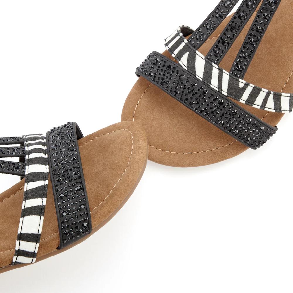 LASCANA Sandale Sandalette Sommerschuh mit Verzierung und kleinem Keilabsatz VEGAN Zeitlich begrenztes Angebot