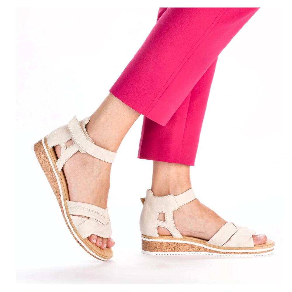 Rieker Sandalette Sandale Sommerschuh Klettschuh Keilabsatz geschlossene Ferse Riesige Rabatte