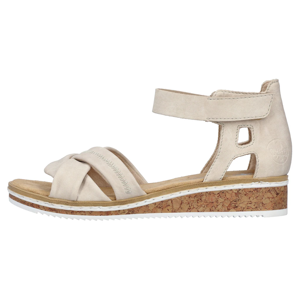 Rieker Sandalette Sandale Sommerschuh Klettschuh Keilabsatz geschlossene Ferse Riesige Rabatte