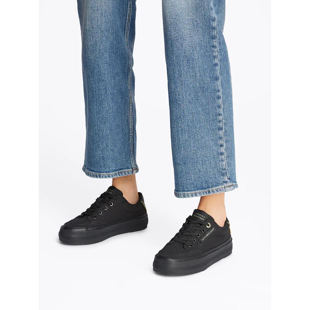Tommy Hilfiger Plateausneaker »ESSENTIAL VULC TEXTILE SNEAKER« Freizeitschuh Halbschuh Schnürschuh mit goldfarbenen Details online bestellen Letzte 3 Tage