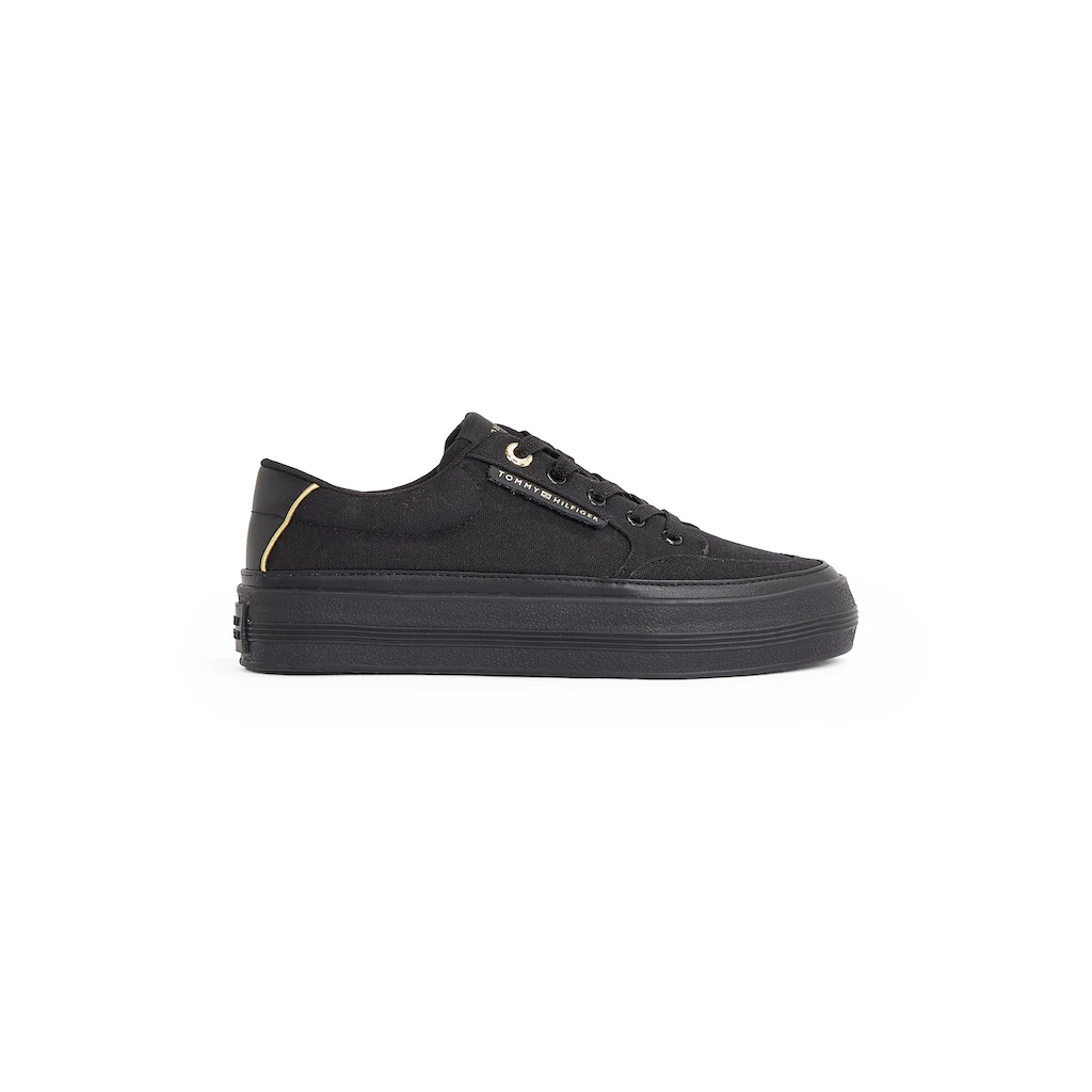 Tommy Hilfiger Plateausneaker »ESSENTIAL VULC TEXTILE SNEAKER« Freizeitschuh Halbschuh Schnürschuh mit goldfarbenen Details online bestellen Letzte 3 Tage
